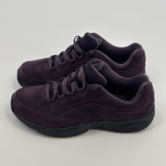 Ryka Catalyst III Womens Walking Shoes Sz 8.5 W Purple Suede Leather Lace Up - Picture 1 of 7